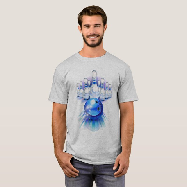 Bowling Strike Buttone Balls Game Logo T-Shirt (Vorne ganz)