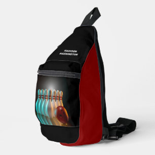 Bowling-Strike für benutzerdefinierten Text Crossbody Bag