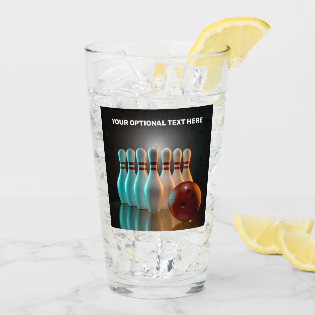 Bowling-Strike für benutzerdefinierten Text Glas (Rückseite Ice)
