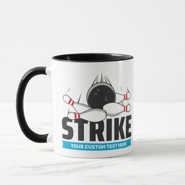 Bowling-Strike für benutzerdefinierten Text Tasse (Links)
