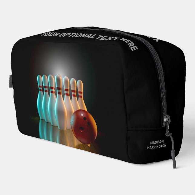 Bowling-Strike für benutzerdefinierten Text Waschbeutel (Rechte Ecke)