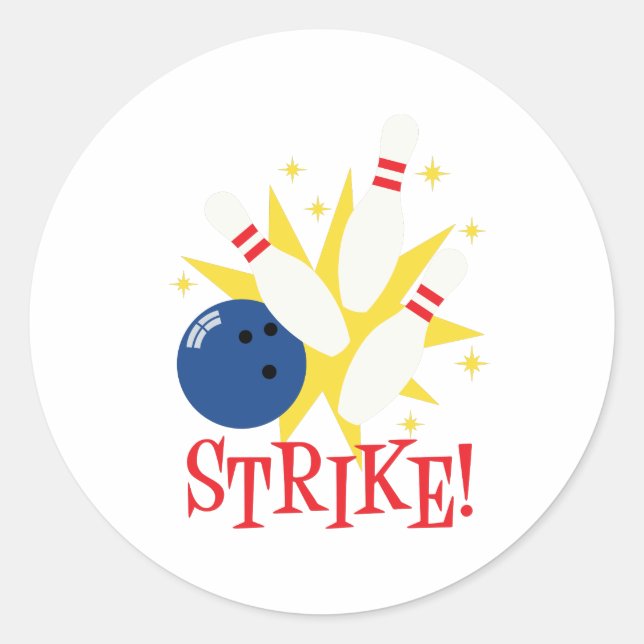Bowling Strike Runder Aufkleber (Vorderseite)
