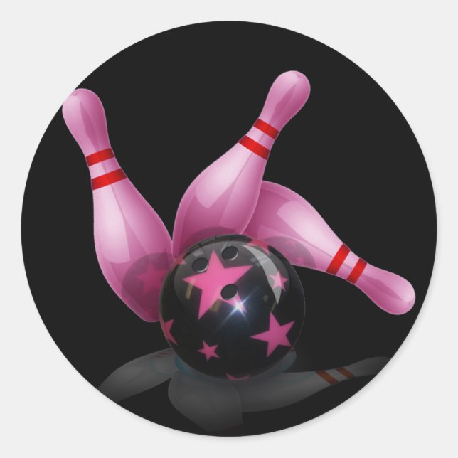 Bowling Team - Ball und Buttone. Runder Aufkleber (Vorderseite)