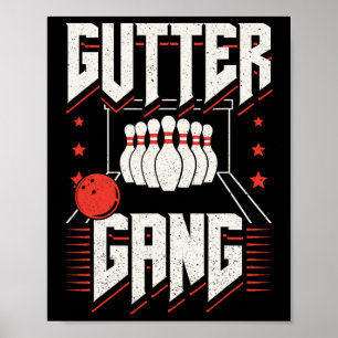 Bowling Team Buttone Strikes Gutter Gang Poster