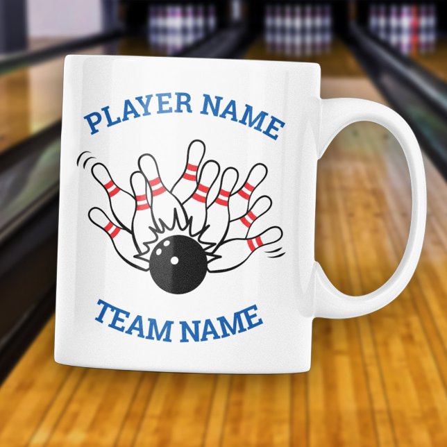 Bowling Team Mug - Strike Logo Team & Player Name Kaffeetasse (Von Creator hochgeladen)