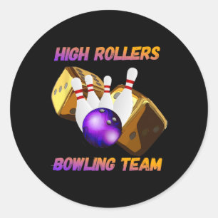 Bowling-Teamdesign mit hohen Rollen Runder Aufkleber