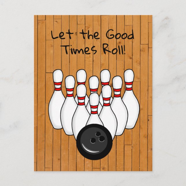 Bowling Themed Birthday Party Einladung Postkarte (Vorderseite)