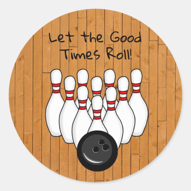 Bowling Themed Birthday Party Runder Aufkleber (Vorderseite)