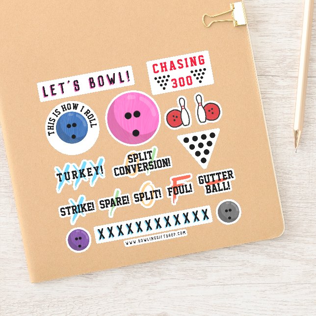 Bowling Themed Sticker Sheet (Notizbuch)