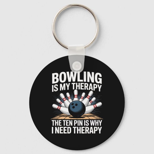 Bowling Therapy Spaß 10 Button Frustration Design Schlüsselanhänger (Vorderseite)