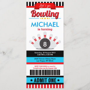 Bowling Ticket Pass Einladung zur Geburtstagsparty