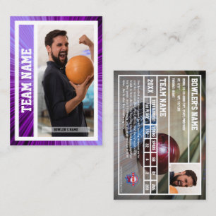 Bowling Trading Card Turnier Souvenir Lila Telefonnummerkarte