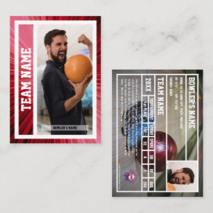 Bowling Trading Card Turnier Souvenir Red Telefonnummerkarte