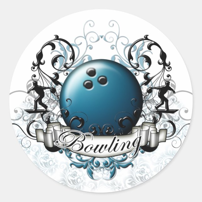 Bowling Tribal Runder Aufkleber (Vorderseite)