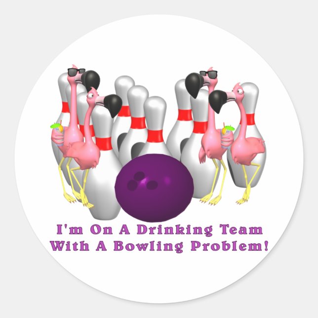Bowling: Trinkteam Runder Aufkleber (Vorderseite)