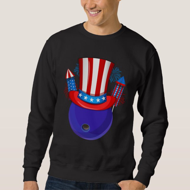 Bowling Uncle Sam American Flag Fireworks 4th of J Sweatshirt (Vorderseite)