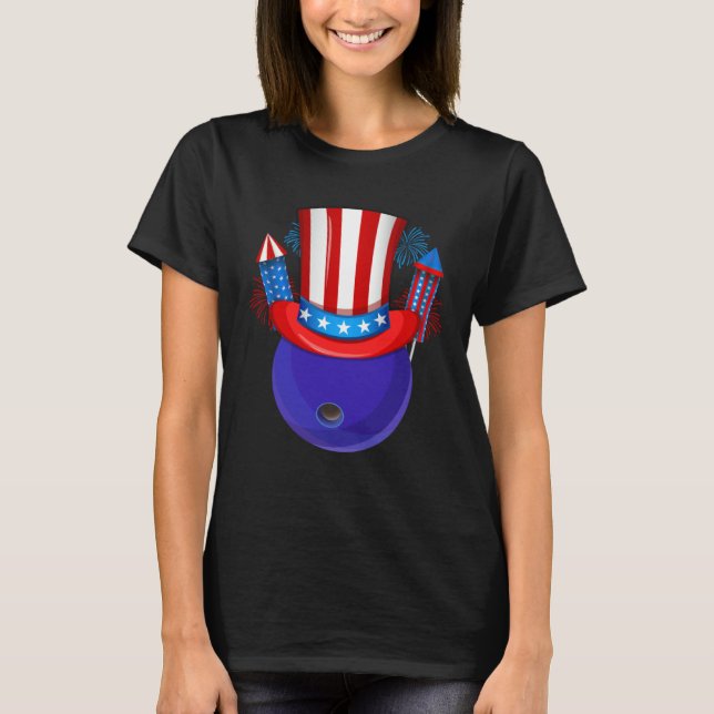 Bowling Uncle Sam American Flag Fireworks 4th of J T-Shirt (Vorderseite)