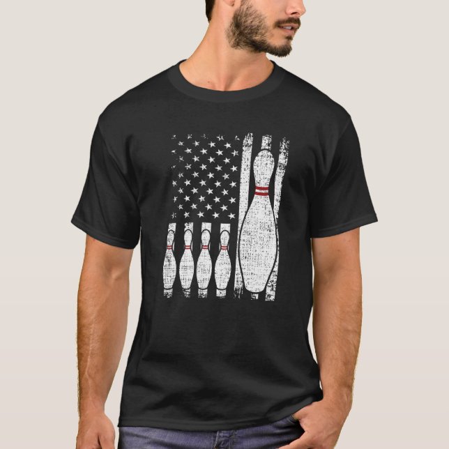 bowling us flag Bowling Player bowling pin Premium T-Shirt (Vorderseite)
