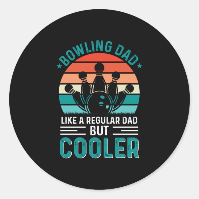 Bowling Vater Runder Aufkleber (Vorderseite)