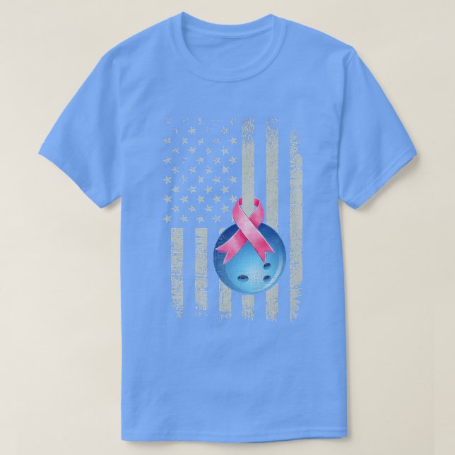 Bowling Wear Pink Ribbon Brustkrebs Bewusstsein T-Shirt (Design vorne)