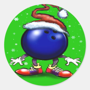 Bowling Weihnachten Runder Aufkleber