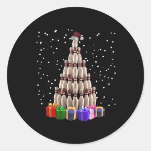 Bowling Weihnachtsbaum Funny Xmas Matching Family Runder Aufkleber