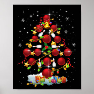 Bowling Weihnachtsbaum Lichter Weihnachten Weihnac Poster