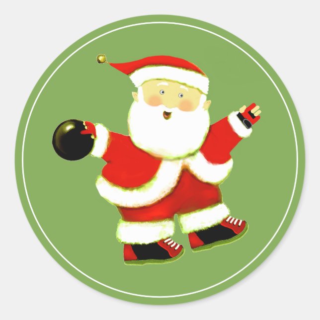 Bowling Weihnachtsfeiertag Runder Aufkleber (Vorderseite)