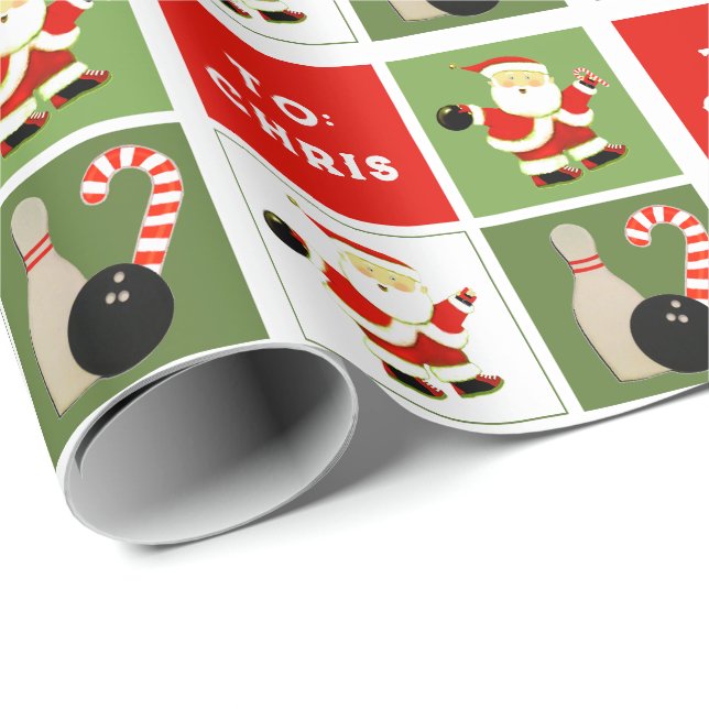 Bowling Weihnachtsgeschenk Geschenkpapier (Rolleneckpunkt)