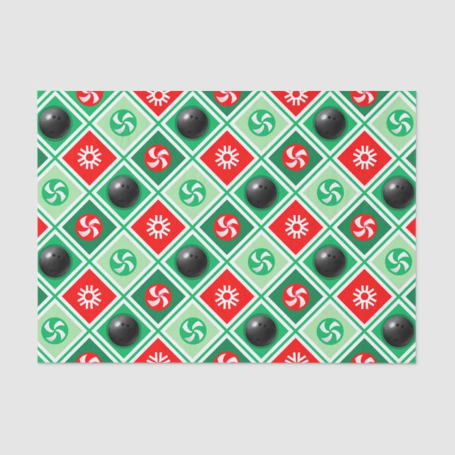 Bowling Weihnachtsgeschenkpapier Seidenpapier (Vorderseite)