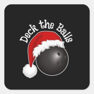 Bowling Weihnachtspulli, Schüssel Liebhaber Weihn Quadratischer Aufkleber