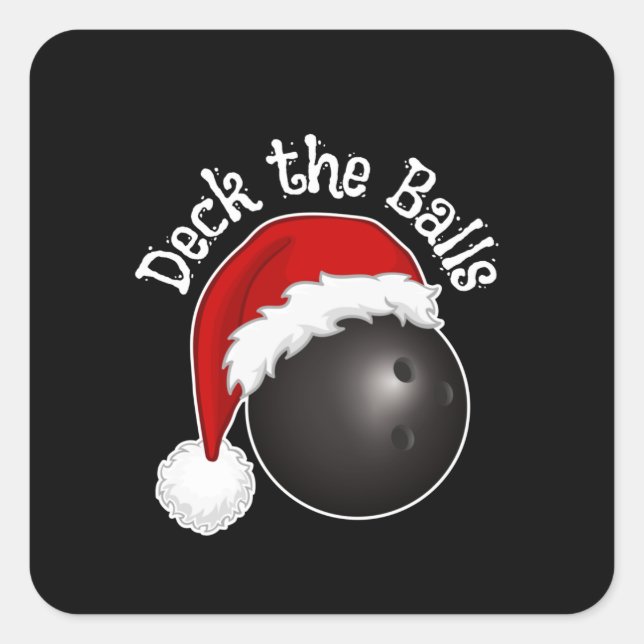 Bowling Weihnachtspulli, Schüssel Liebhaber Weihna Quadratischer Aufkleber (Vorderseite)