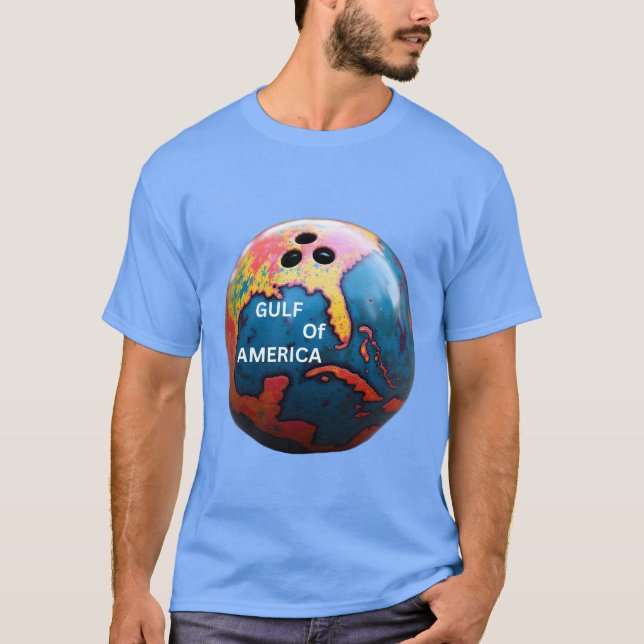 Bowlingball mit Golf von Amerika farbenfroh T-Shirt (Vorderseite)