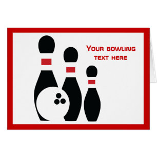 Bowlingball und Buttone horizontale Grußkarte