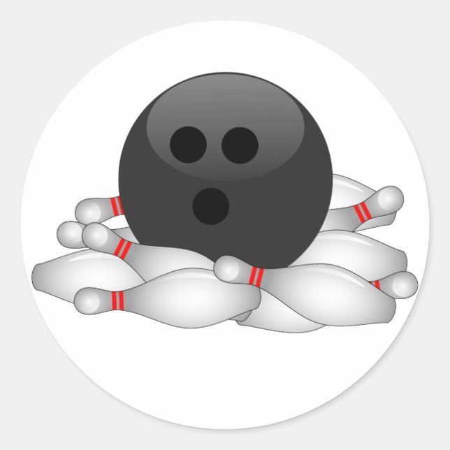 Bowlingball und Buttone Runder Aufkleber (Vorderseite)