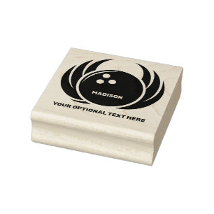 Bowlingkugel mit Flammen und individuellem Namen Gummistempel