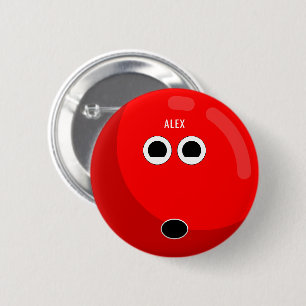 Bowlingkugel mit Ihrem Namen   Rot/Weiß Button
