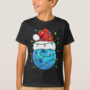Bowlingkugel mit Weihnachtsmannmütze Männer Jungen T-Shirt