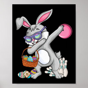 Bowlingkugel und Pins Häschen-Ohr-Ostern-Eiersuche Poster