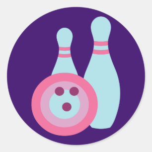 Bowlingkugel und Pins Runder Aufkleber