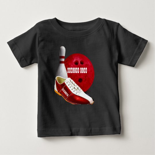 Bowlings-Ball-Schuh und Button mit Ihrem Baby T-shirt
