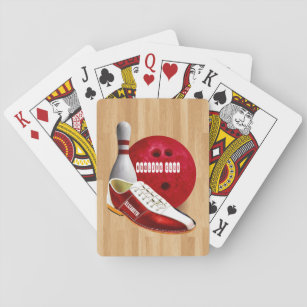 Bowlings-Ball-Schuh und Button mit Ihrem Spielkarten