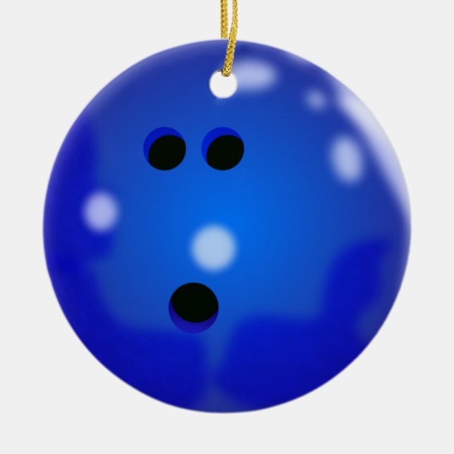 Bowlings-Ball-Verzierung (blau) Keramikornament (Vorne)
