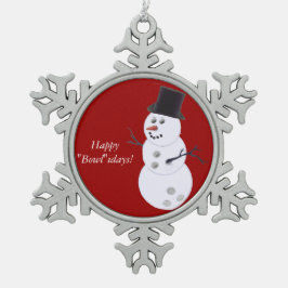 Bowlings-BallSnowman Schneeflocken Zinn-Ornament