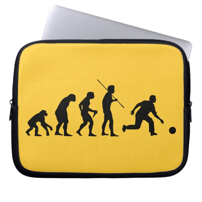 Bowlings-Evolution von Mann zu Bowler Laptopschutzhülle (Vorderseite)