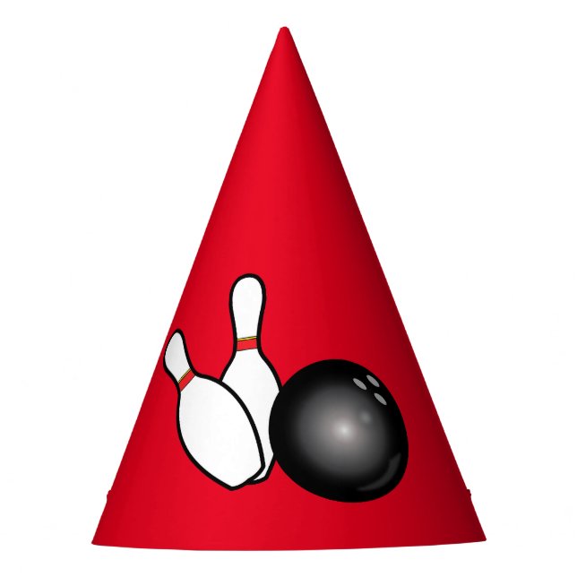 Bowlings-Geburtstags-Ball und Buttone Partyhütchen (Vorderseite)