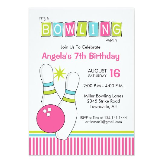 Bowlings Geburtstags Party Einladung Zazzle Ch
