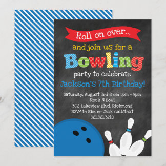 Bowlings-Geburtstags-Party - Tafel Einladung