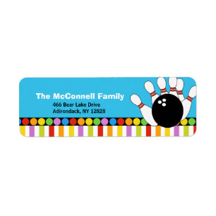 Bowlings-Party BEDRUCKBARE ADRESSEN-ETIKETTEN