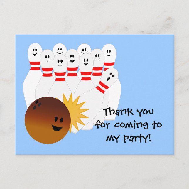 Bowlings-Party danken Ihnen Postkarte (Vorderseite)